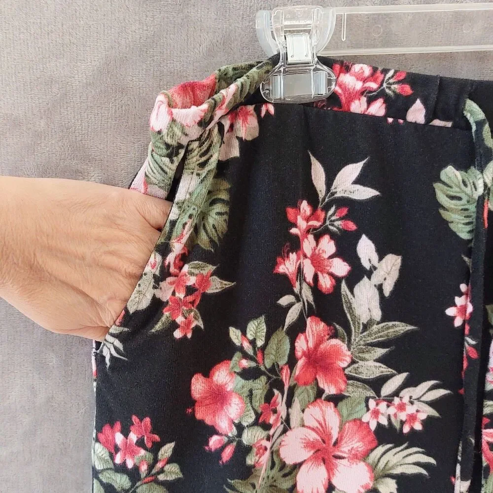 Tommy Bahama Floral Loungwear Pajamas Top & Pants Set Women's XL Cozy Microfiber
